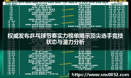 权威发布乒乓球节奏实力榜单揭示顶尖选手竞技状态与潜力分析